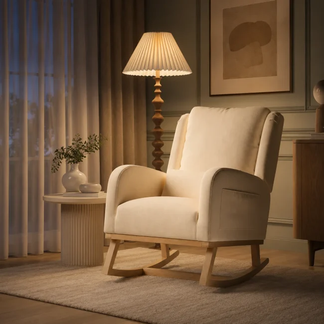 StayPlay Runaway Schommelstoel – Linnen met opbergruimte
