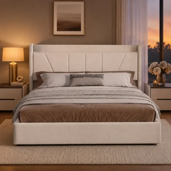 StayPlay Runaway Tweepersoonsbed – Linnen met hydraulisch opbergsysteem, opbergruimte en lattenbodem