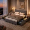 StayPlay Runaway Bedframe 160x200cm – Fluweel met opbergruimte, lattenbodem en verstelbare hoogte