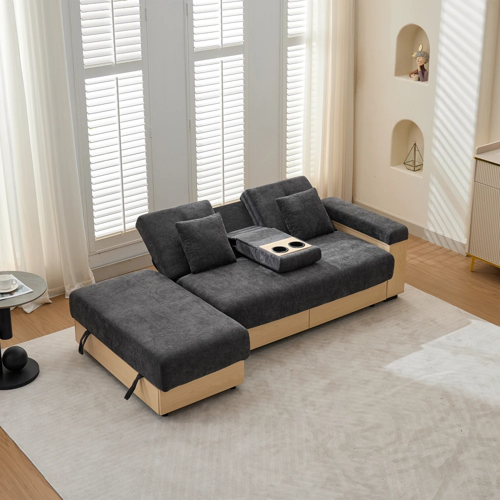 StayPlay Runaway Slaapbank – Chenille met verstelbare rugleuning en opbergruimte