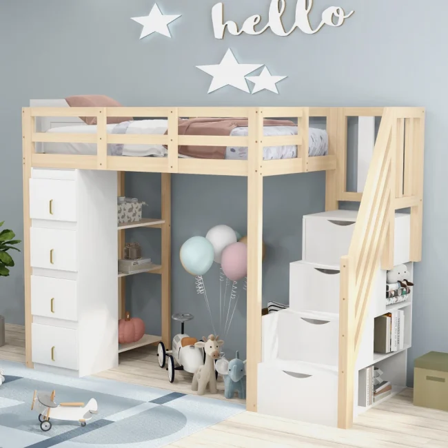 StayPlay Runaway Kinderbed 90x200cm – Massief Hout met opbergruimte