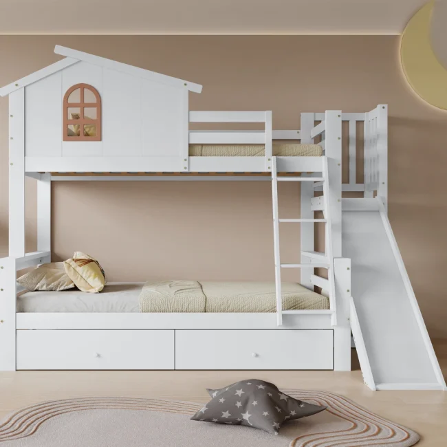 StayPlay Runaway Bed 90x200cm – Massief Hout Wit met opbergruimte
