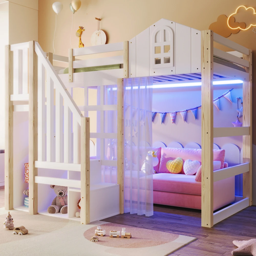 StayPlay Runaway Matras 90x200cm – Wit met LED-verlichting en opbergruimte
