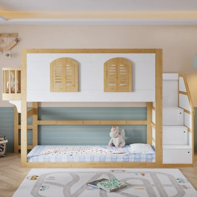 StayPlay Runaway Hoogslaper 90x200cm – Hout Wit