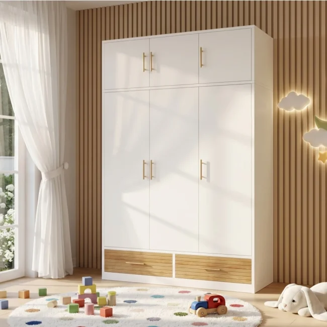 StayPlay Runaway Kledingkast 120×50×180cm – Wit met 3 deuren en LED-verlichting – Serie 1