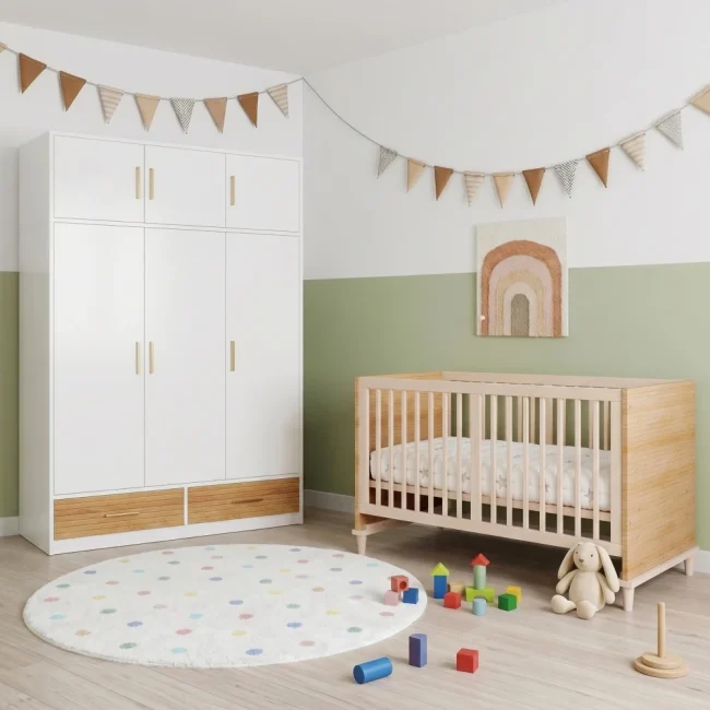 StayPlay Runaway Babybedje 120×50×180cm – Hout met LED-verlichting en opbergruimte – Serie 2