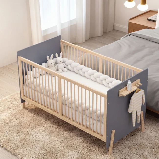 StayPlay Runaway Babybed – Grenen Grijs met verstelbare hoogte