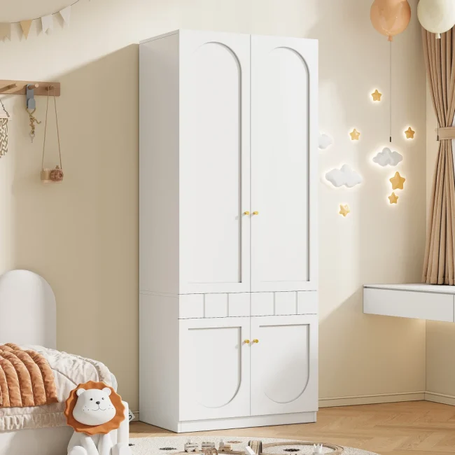 StayPlay Runaway Kledingkast 80×50×200cm – Metaal Wit met LED-verlichting – Serie 2