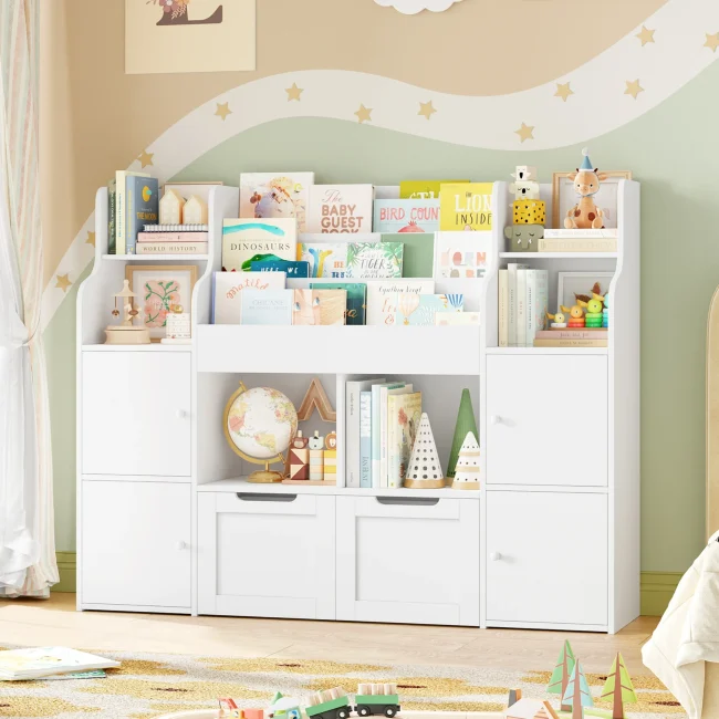 StayPlay Runaway Boekenkast 122x30x100cm met 2 laden en 4 deuren