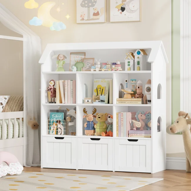 StayPlay Runaway Speelgoed- en Boekenrek 120x33x117,5cm met opbergruimte