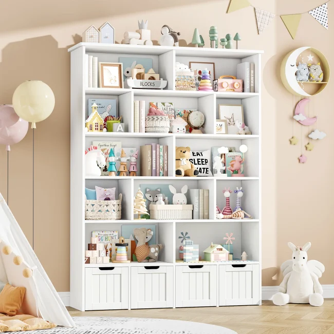 StayPlay Runaway Boekenkast 125,5x33x175cm – Wit