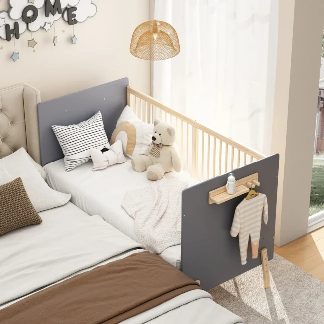 StayPlay Runaway Babybedje 163x80x92cm – Massief Hout met veilige trap en verstelbare hoogte