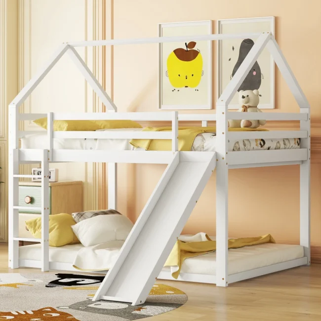 StayPlay Runaway Stapelbed 140x200cm – Wit met glijbaan