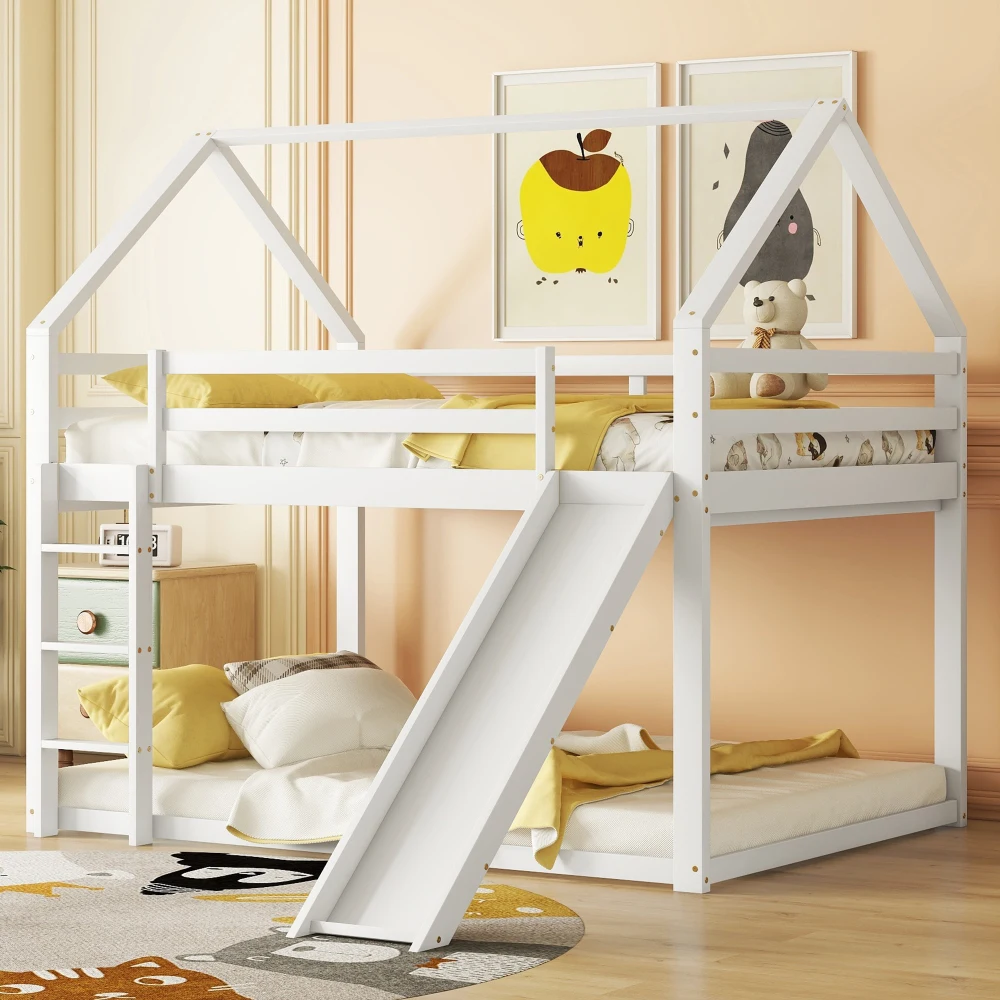 StayPlay Runaway Stapelbed 140x200cm – Wit met glijbaan