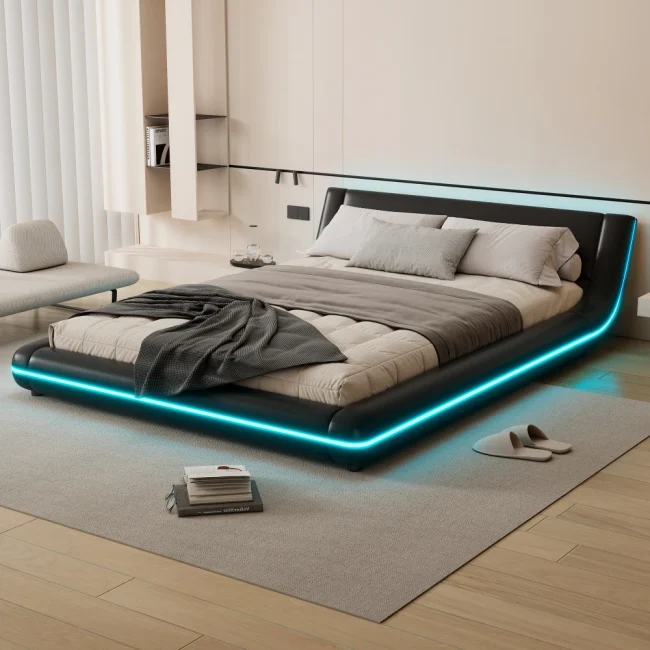 StayPlay Runaway Platformbed 140×200cm – Zwart met LED-verlichting