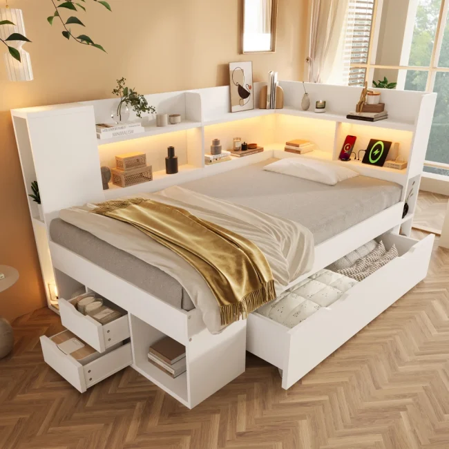 StayPlay Runaway Matras 90x200cm – Wit met LED-verlichting en USB-oplaadpoort