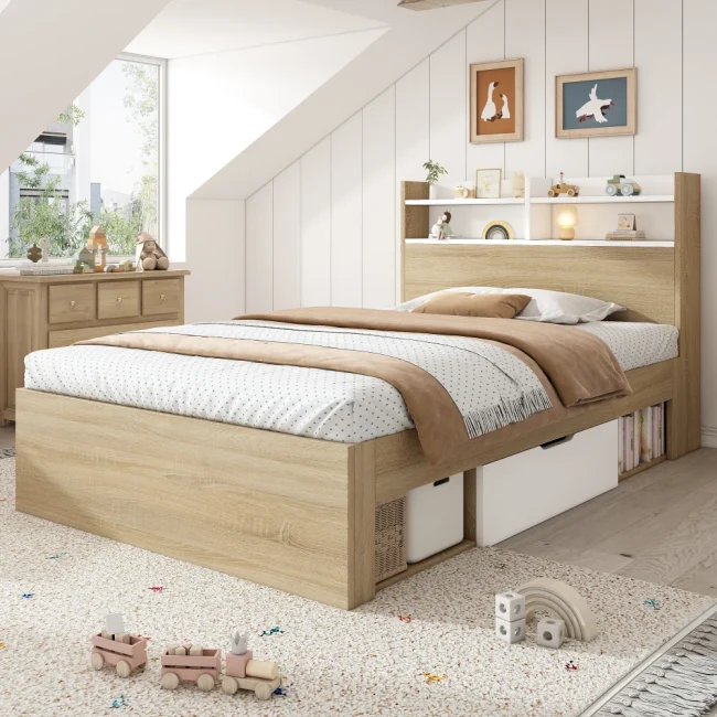 StayPlay Runaway Eenpersoonsbed – Massief Hout Wit met opbergruimte