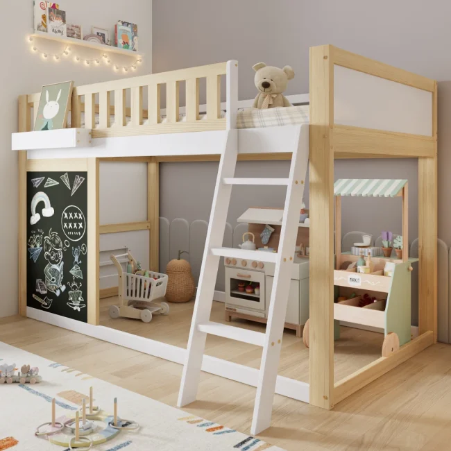 StayPlay Runaway Kinderbedje 90x200cm – Grenen Wit met opbergruimte en veiligheidsrand