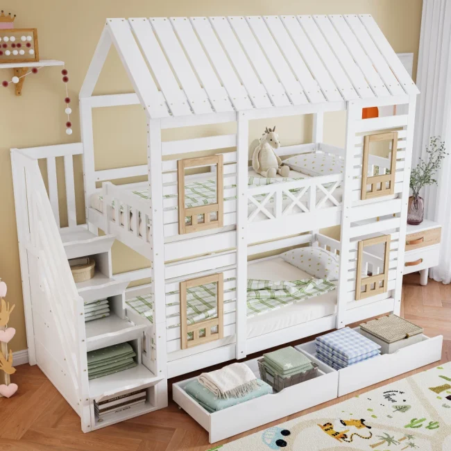StayPlay Runaway Babybedje 90x200cm – MDF Wit met opbergruimte