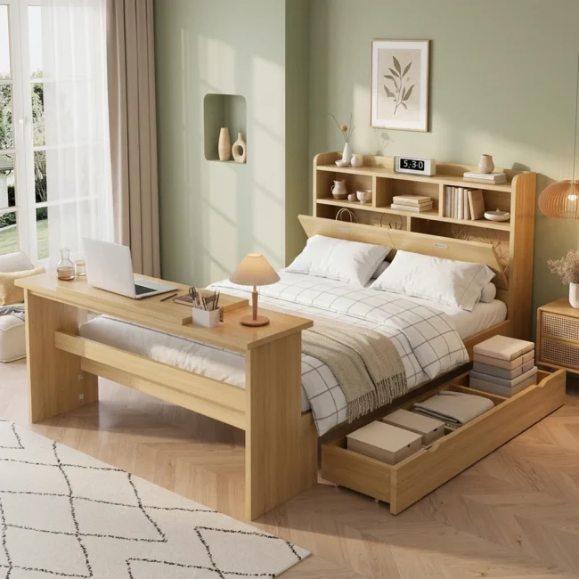 StayPlay Runaway Kinderbed – Hout met opbergruimte en ingebouwd bureau