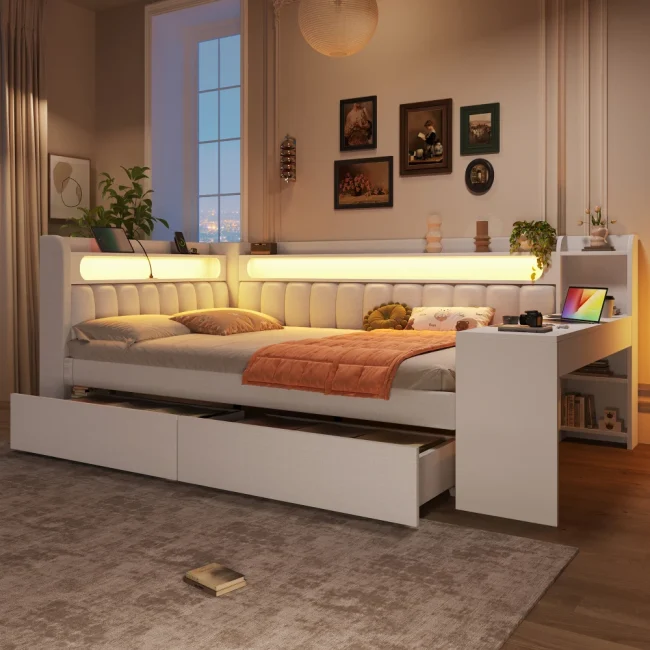 StayPlay Runaway Bed met LED-verlichting, USB-oplaadpoort en opbergruimte