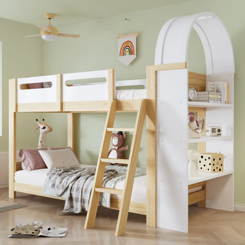 StayPlay Runaway Kinderstapelbed met lattenbodem, veilige trap en roosterdesign