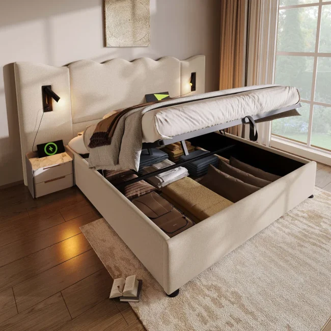 StayPlay Runaway Tweepersoonsbed – Massief Hout met USB-oplaadpoort en opbergruimte