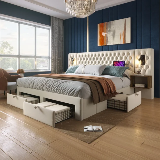 StayPlay Runaway Tweepersoonsbed met USB-oplaadpoort en nachtkastje