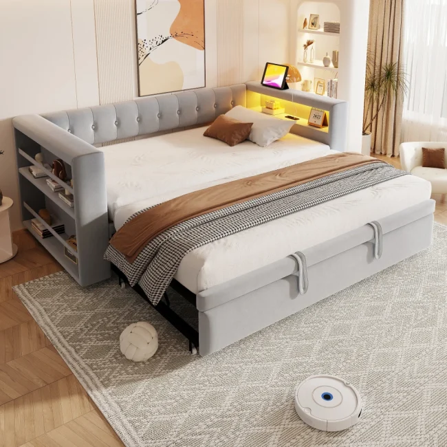 StayPlay Runaway Slaapbank 90/180×190cm met LED-verlichting en opbergruimte