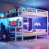 StayPlay Runaway Stapelbed 140x200cm – IJzer met LED-verlichting, USB-oplaadpoort en opbergruimte