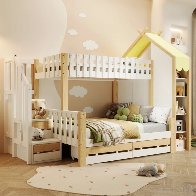 StayPlay Runaway Stapelbed 90x200cm met opbergruimte en roosterdesign