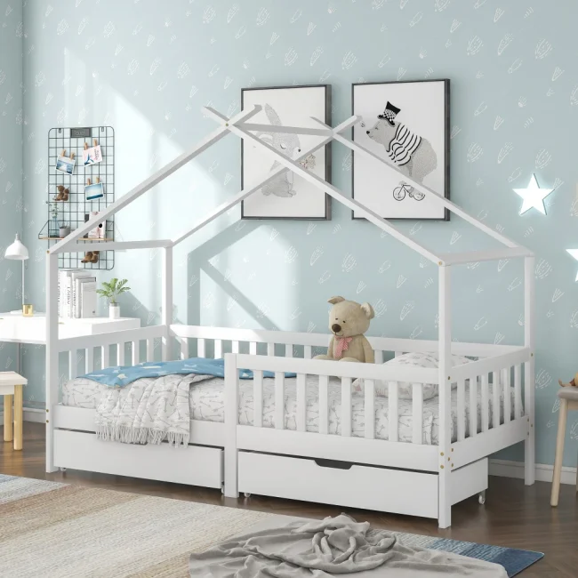 StayPlay Runaway Kinderbed 200x90cm – Massief Hout Wit