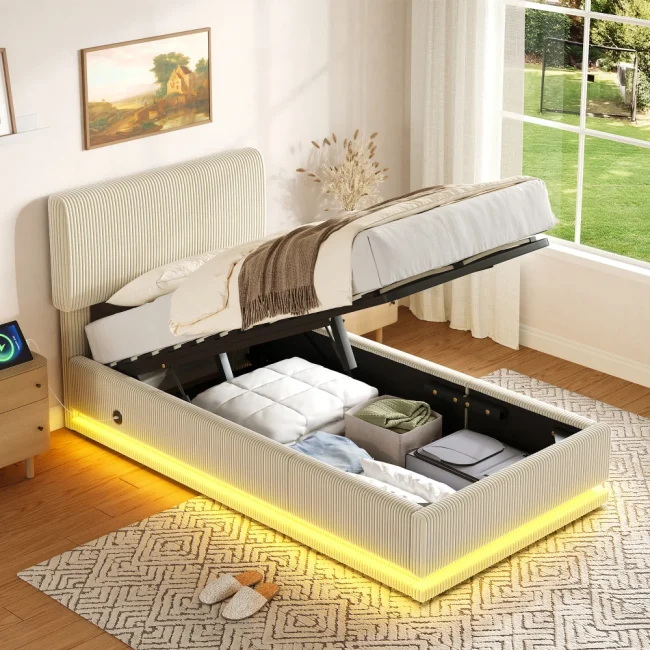 StayPlay Runaway Kinderbed met LED-verlichting, USB-oplaadpoort en opbergruimte