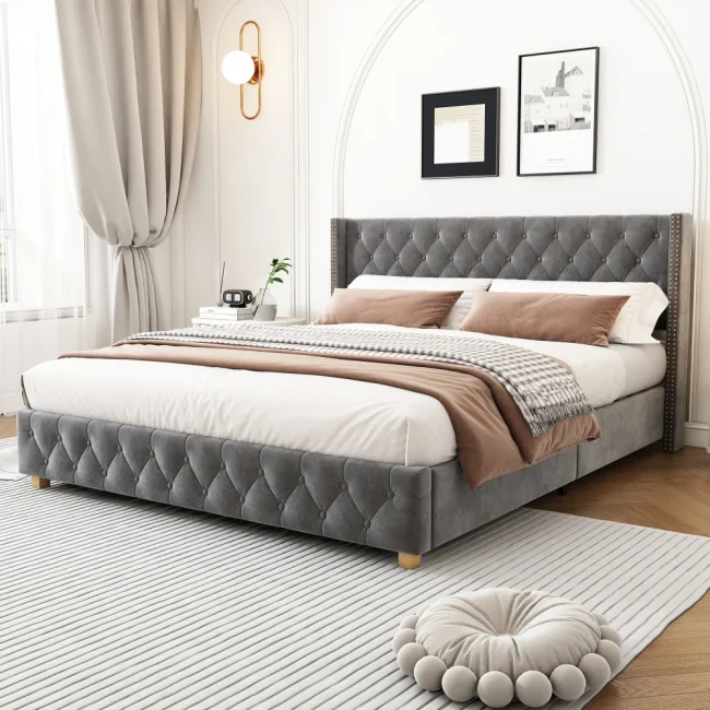 StayPlay Runaway Gestoffeerd Bed – Fluweel met roosterdesign