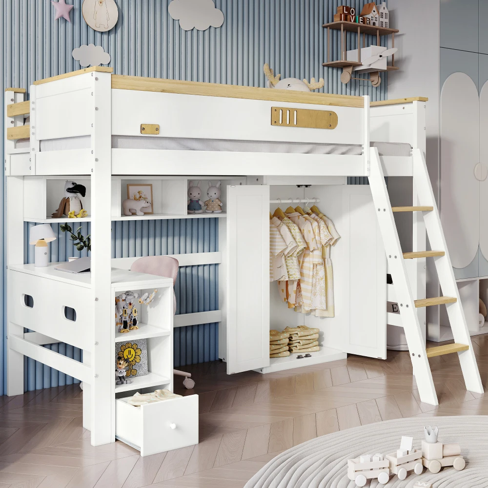 StayPlay Runaway Stapelbed 90x200cm met opbergruimte, veilige trap en roosterdesign