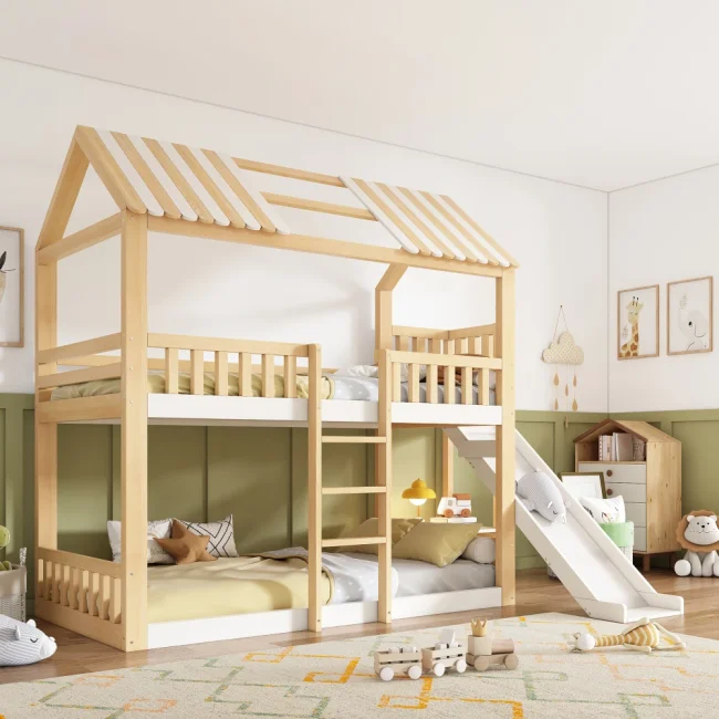 StayPlay Runaway Kinderstapelbed – Wit met glijbaan