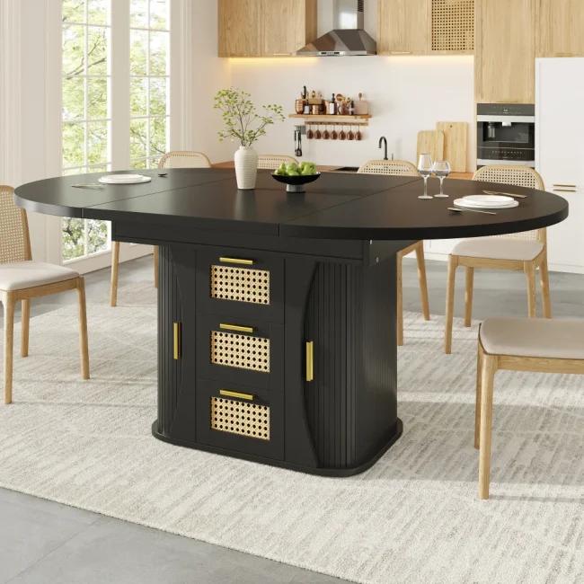 StayPlay Runaway Uitschuifbare Eettafel – MDF Zwart met opbergruimte – Serie 2
