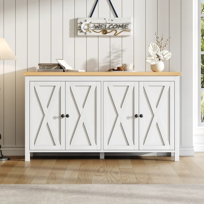 StayPlay Runaway Dressoir 140x40x78cm – MDF Zwart met 4 deuren