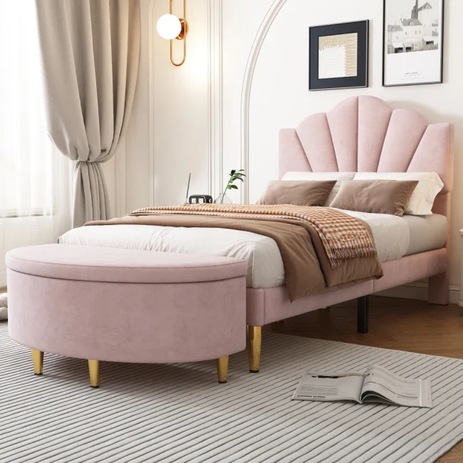 StayPlay Runaway Gestoffeerd Bed 90x200cm – Fluweel met verstelbare hoogte