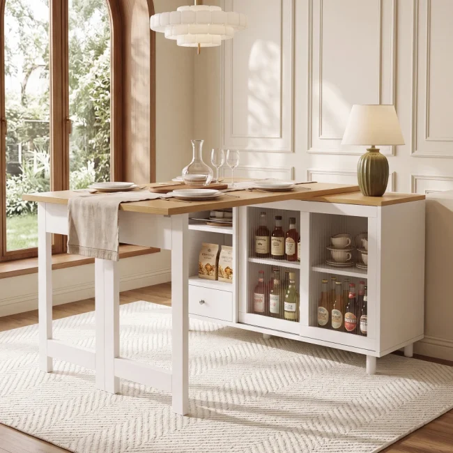 StayPlay Runaway Uitschuifbare Eettafel – Wit met opbergruimte – Serie 2