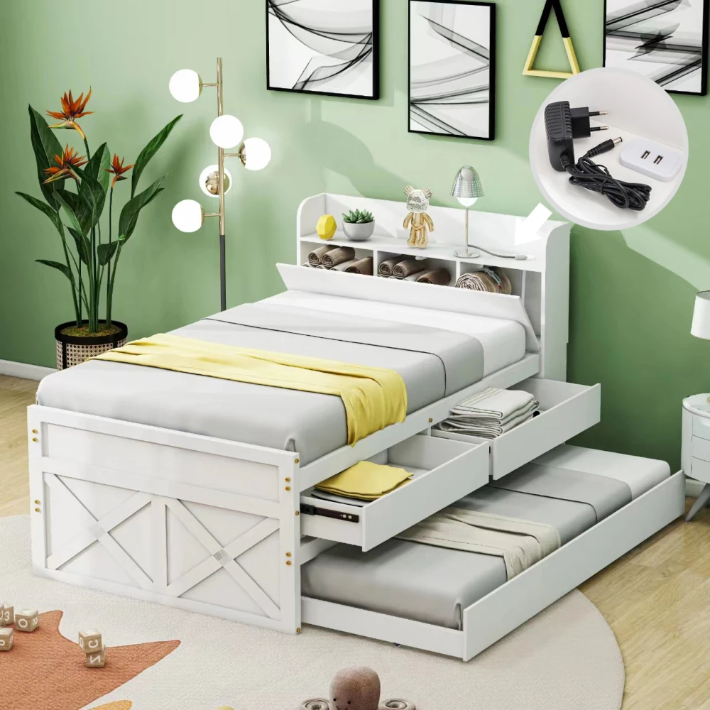 StayPlay Runaway Eenpersoonsbed – Hout met USB-oplaadpoort en lattenbodem