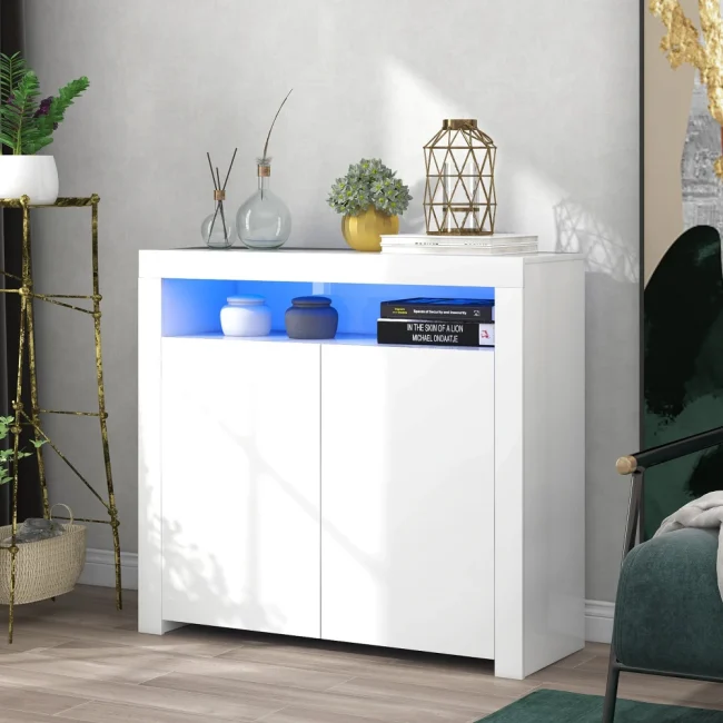 StayPlay Runaway TV-meubel – Hout Wit met LED-verlichting