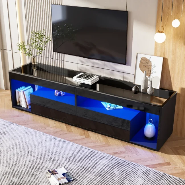StayPlay Runaway TV-meubel – Zwart met 2 laden en LED-verlichting
