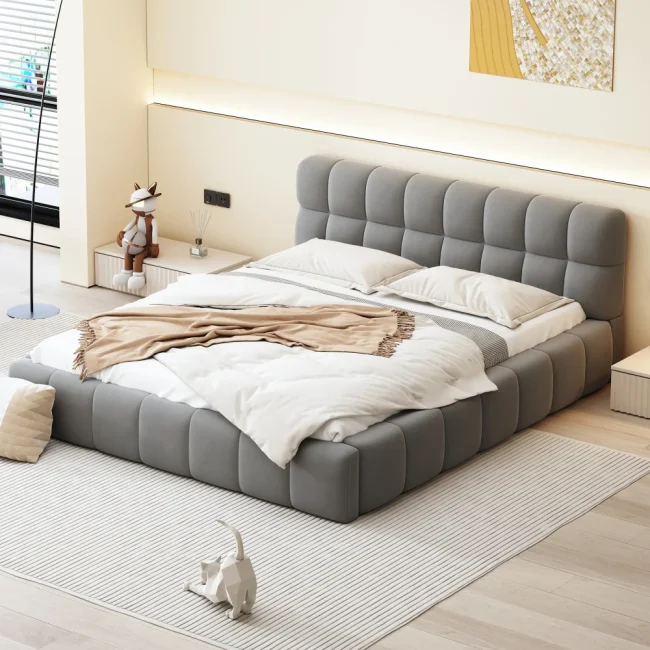 StayPlay Runaway Tweepersoonsbed 140x190cm – Linnen met roosterdesign