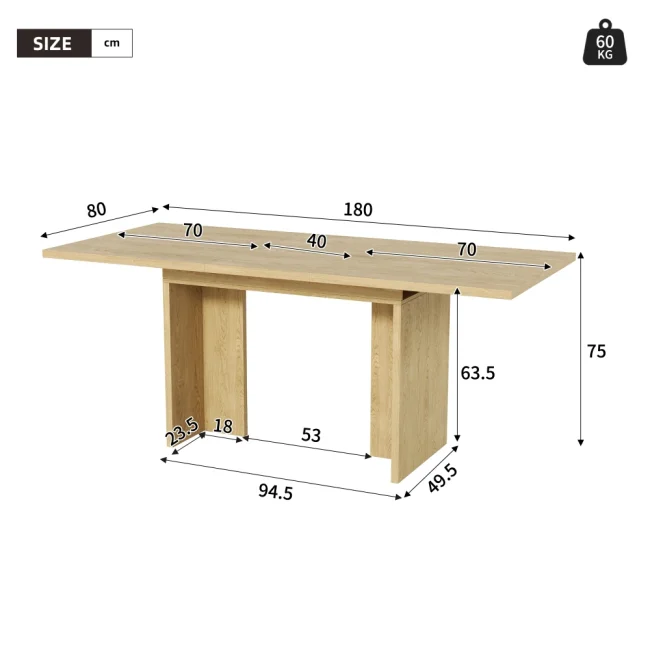 StayPlay Runaway Uitschuifbare Eettafel 140/180x80cm met geschikt voor 6-8 personen