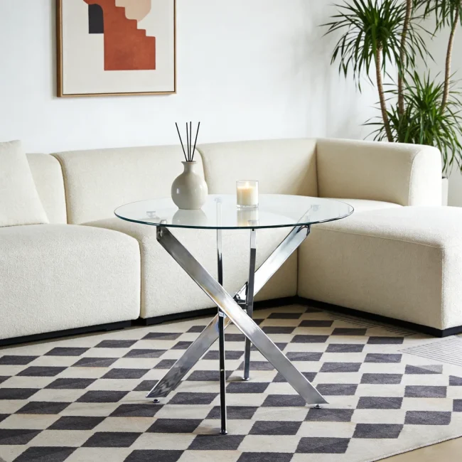 StayPlay Runaway Ronde Eettafel 80x80x75cm – Glas met gehard glas