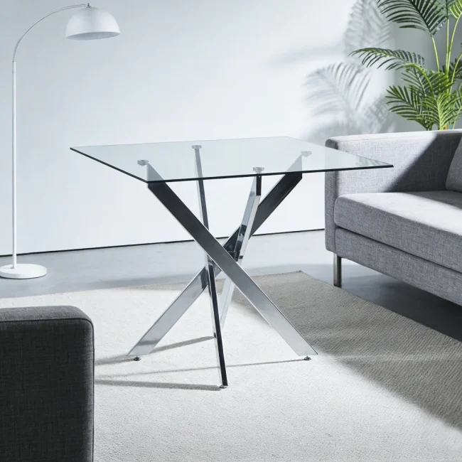 StayPlay Runaway Eettafel 80x80x75cm – Glas met gehard glas