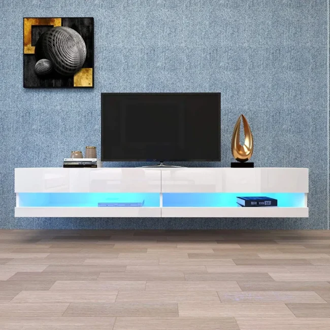 StayPlay Runaway TV-kast 140x40x30,5cm – Wit met LED-verlichting