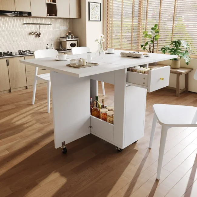 StayPlay Runaway Eettafel 120x75x75cm – Wit met opbergruimte en geschikt voor 2-4 personen