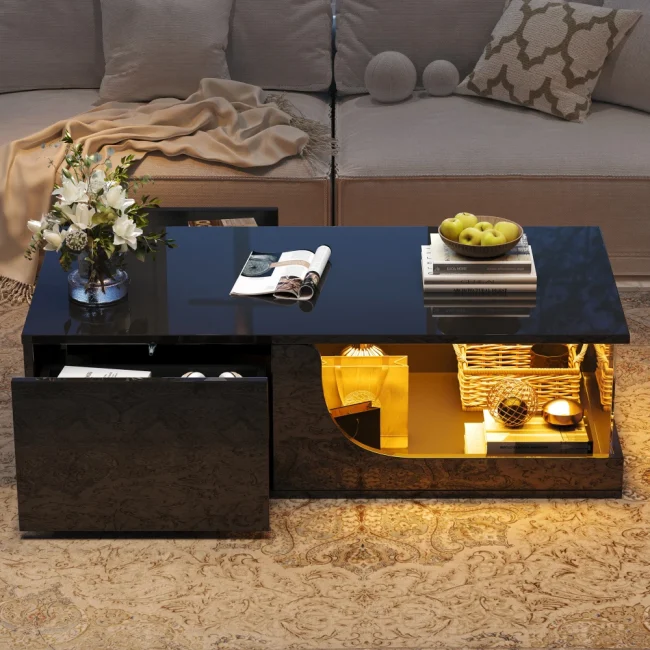 StayPlay Runaway Salontafel – MDF Zwart met LED-verlichting